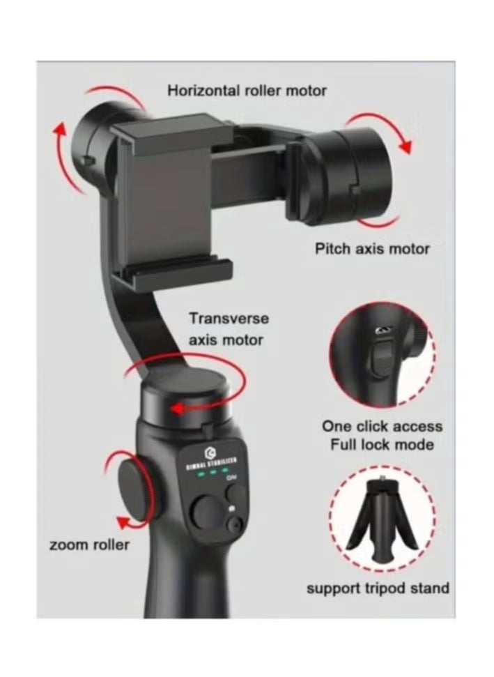 F10 3-Axis Stabilizer Tripod for Smartphone – Smooth Video Recording, Compact & Lightweight Design, Easy-to-Use Stabilization, Adjustable 360° Rotation, Perfect for Vlogging, Live Streaming, Photography, and Cinematic Shots on Your Smartphone