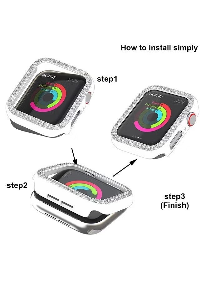 Protective Case Cover With Screen Protector, Diamonds Crystal Bumper Hard PC Shockproof Case For Apple Watch series 41mm