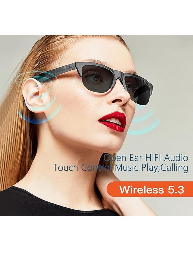 Smart Glasses Open Ear Bluetooth Sunglasses 5.3 Bluetooth Smart Sunslasses Touch Control Music Calling with UV Filtered Lenses Storage Case