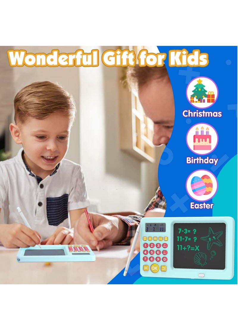 SYOSI LCD Writing Tablet Toy for Kids Math Games 6 7 8, Electronic Toys Learning Math, Birthday Gifts Boys Girls Blue