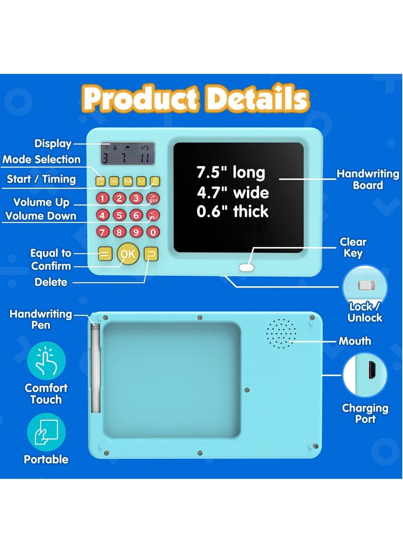 SYOSI LCD Writing Tablet Toy for Kids Math Games 6 7 8, Electronic Toys Learning Math, Birthday Gifts Boys Girls Blue
