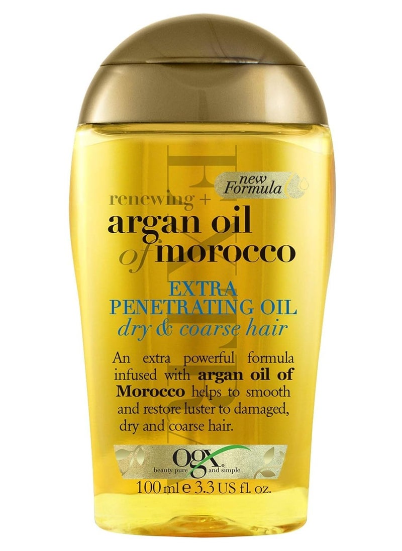 Hair Oil, Renewing + Argan Oil Of Morocco, Extra Penetrating Oil, Dry and Coarse Hair Types, 100 ml