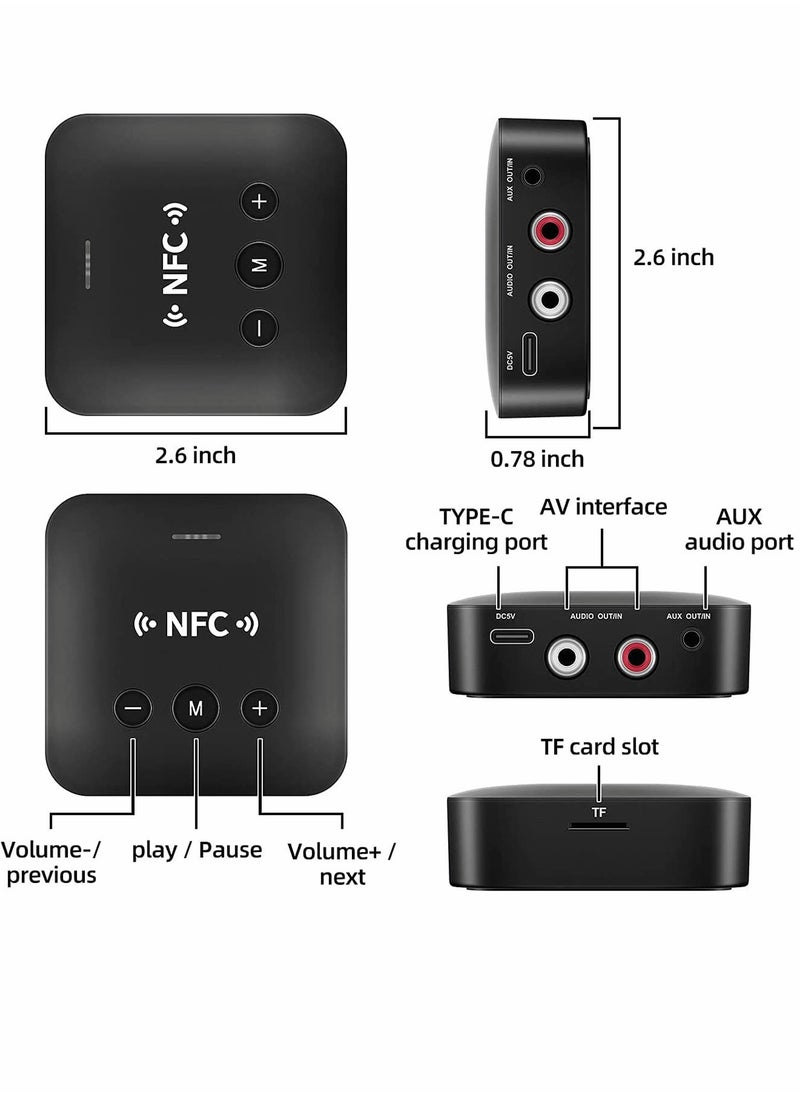 2-in-1 Bluetooth 5.0 Transmitter u0026 Receiver for TV, Car u0026 Home Audio - Low Latency, Long Range Wireless Adapter