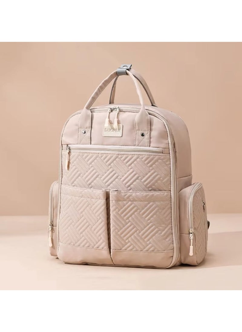 Khaki Large-Capacity Baby Diaper Bag Stylish & Practical for Moms