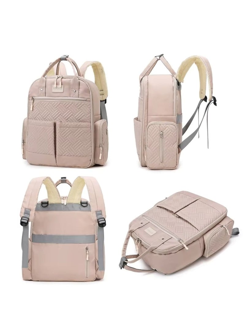 Khaki Large-Capacity Baby Diaper Bag Stylish & Practical for Moms