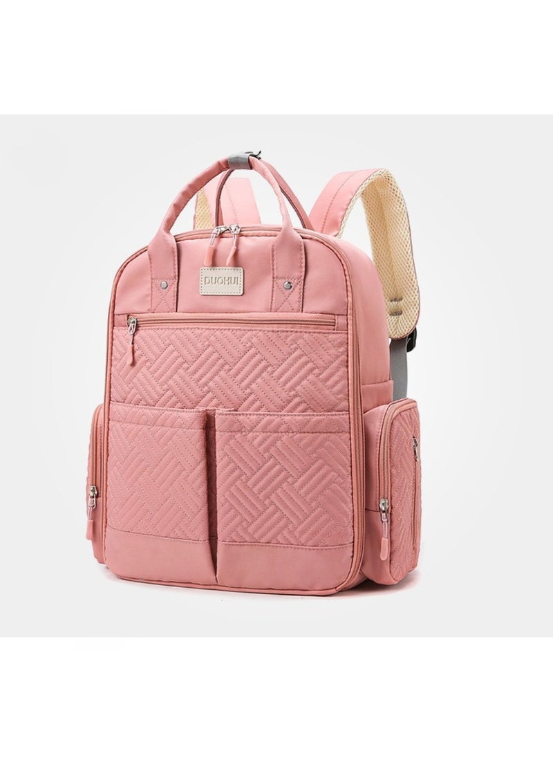 Pink Large-Capacity Baby Diaper Bag Stylish & Practical for Moms