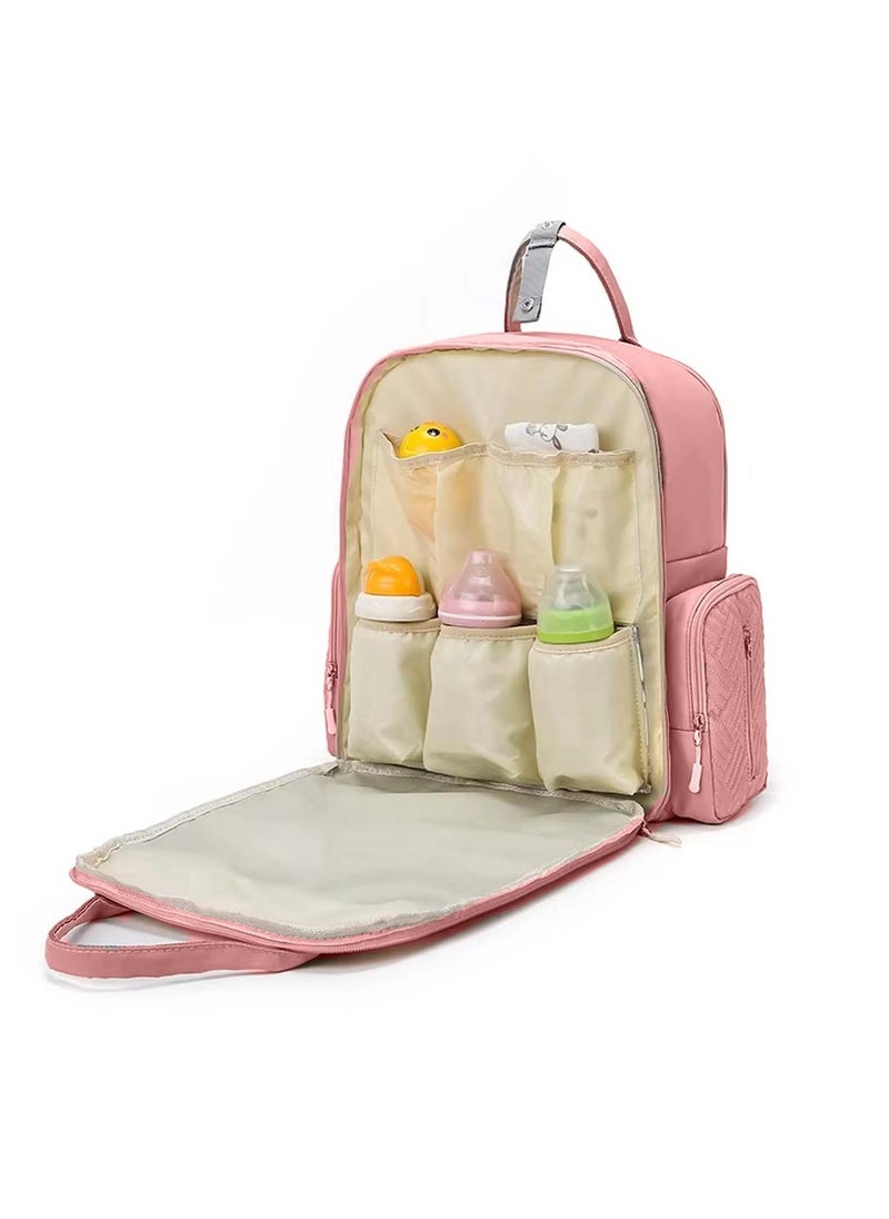 Pink Large-Capacity Baby Diaper Bag Stylish & Practical for Moms