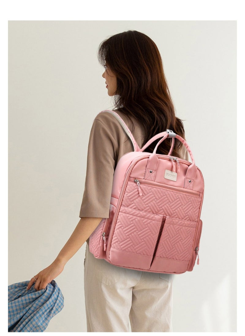 Pink Large-Capacity Baby Diaper Bag Stylish & Practical for Moms