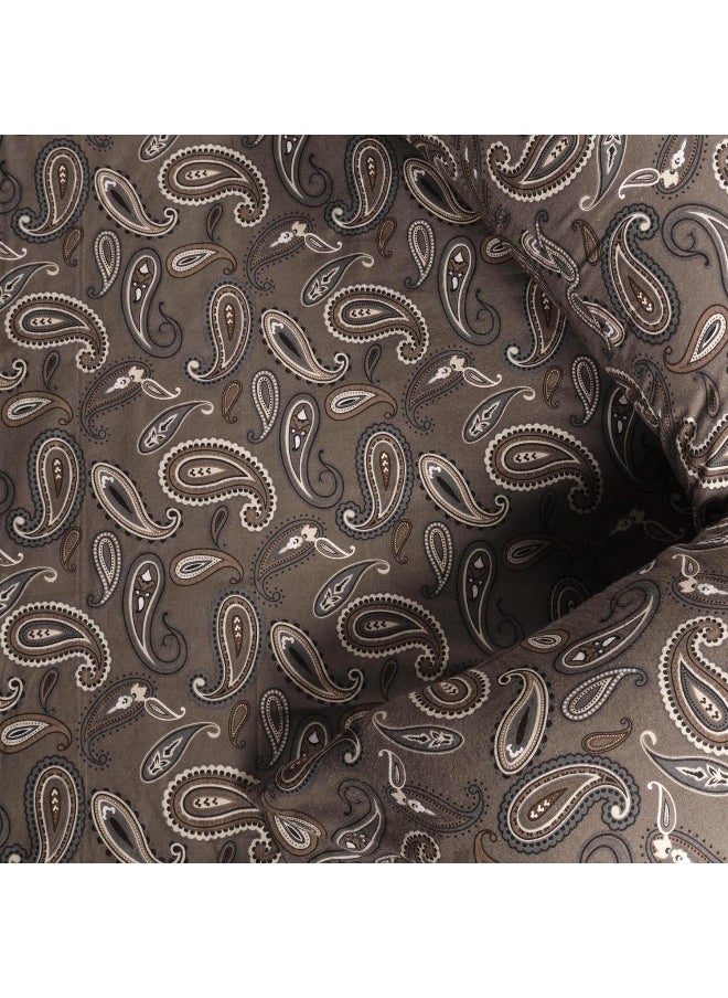 Superior Paisley or Solid Flannel Cotton Sheet Set, Fuzzy Warm Sheets, Traditional Bohemian Bedding, Includes 1 Flat Sheet, 1 Elastic Deep Pocket Fitted Sheet, 1 Pillowcase, Twin XL, Charcoal