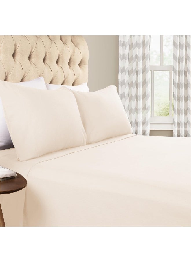 Superior Deep Pocket Cotton Flannel Paisley or Solid Sheet Set, Ivory
