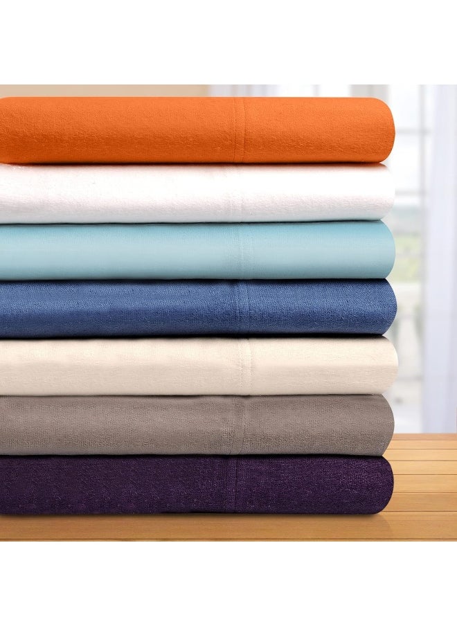 Superior Deep Pocket Cotton Flannel Paisley or Solid Sheet Set, Ivory