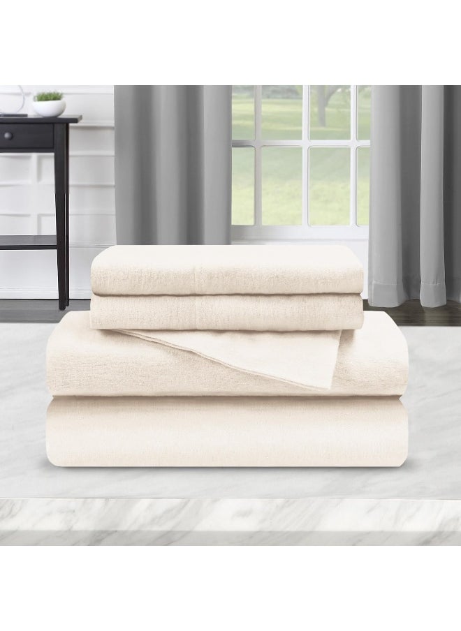 Superior Deep Pocket Cotton Flannel Paisley or Solid Sheet Set, Ivory