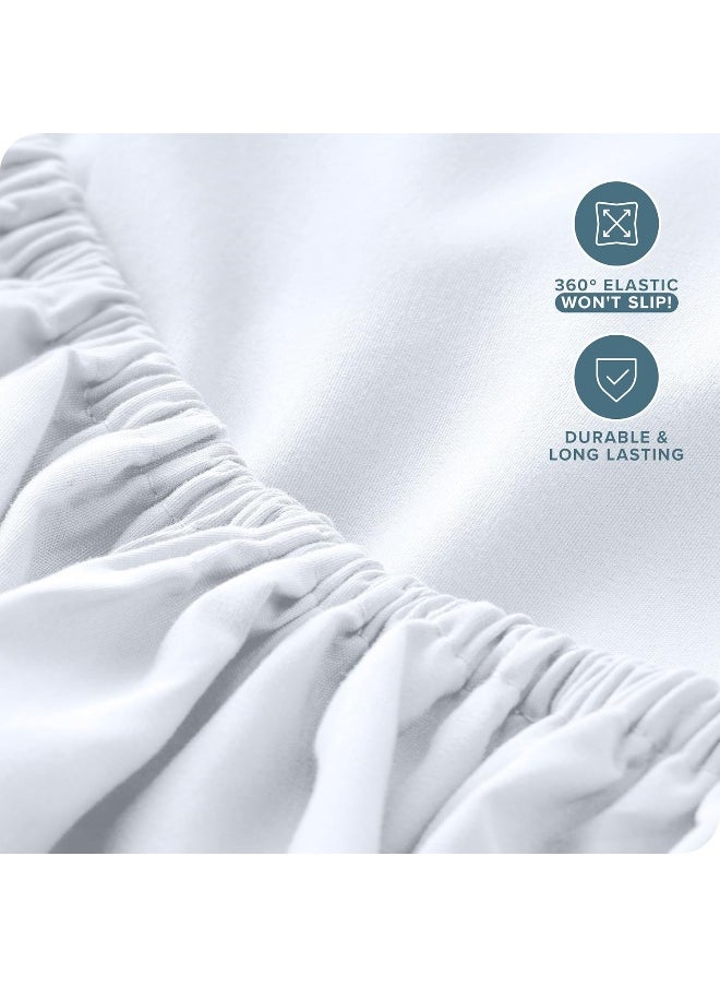 Bare Home Twin XL Sheet Set Dual Pocket- College Dorm Size - Premium 1800 Ultra-Soft Microfiber Twin Extra Long Sheets - Double Brushed - Twin XL Sheets Set - Deep Pocket - Bed Sheets (Twin XL, White)