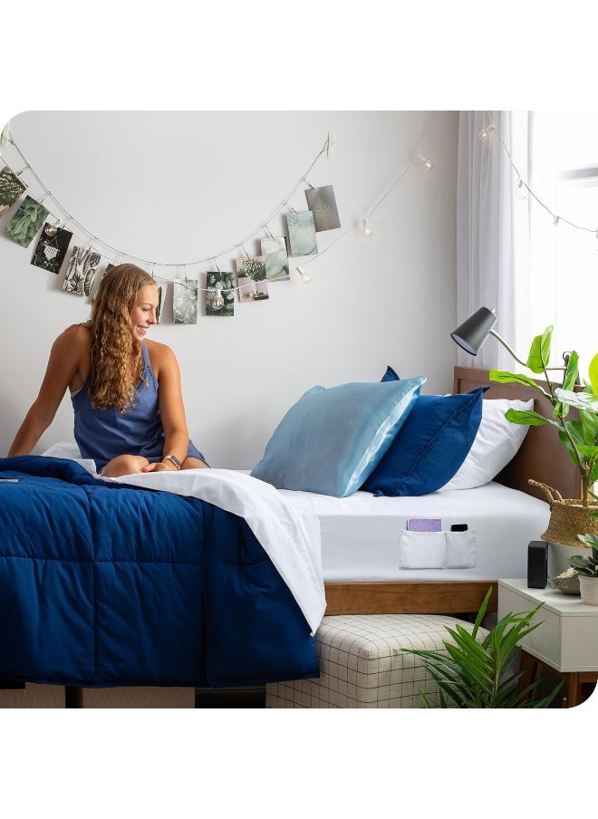 Bare Home Twin XL Sheet Set Dual Pocket- College Dorm Size - Premium 1800 Ultra-Soft Microfiber Twin Extra Long Sheets - Double Brushed - Twin XL Sheets Set - Deep Pocket - Bed Sheets (Twin XL, White)