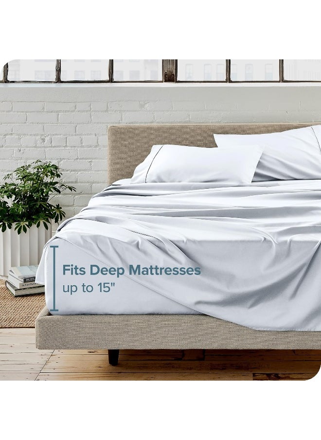 Bare Home Twin XL Sheet Set Dual Pocket- College Dorm Size - Premium 1800 Ultra-Soft Microfiber Twin Extra Long Sheets - Double Brushed - Twin XL Sheets Set - Deep Pocket - Bed Sheets (Twin XL, White)