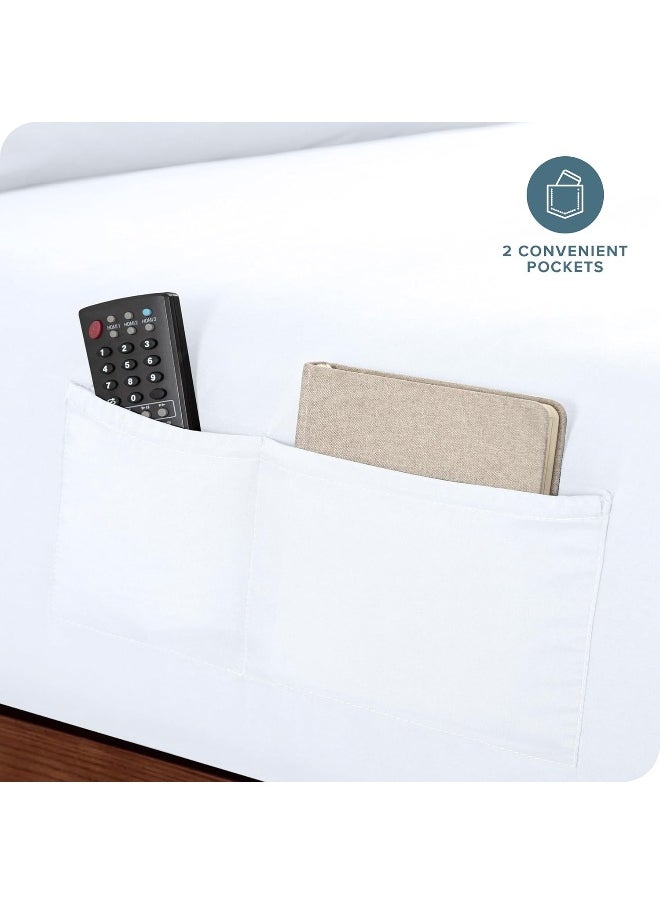 Bare Home Twin XL Sheet Set Dual Pocket- College Dorm Size - Premium 1800 Ultra-Soft Microfiber Twin Extra Long Sheets - Double Brushed - Twin XL Sheets Set - Deep Pocket - Bed Sheets (Twin XL, White)