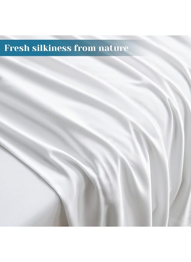 BYSURE 6 Pieces Bamboo Viscose Sheets(White, Queen)