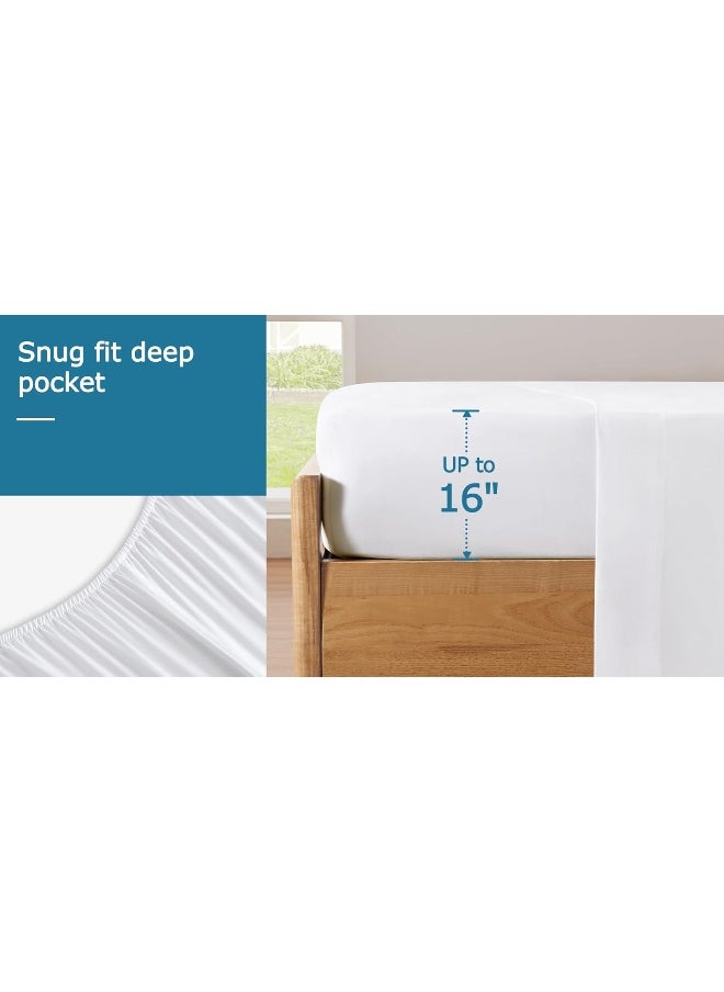 BYSURE 6 Pieces Bamboo Viscose Sheets(White, Queen)
