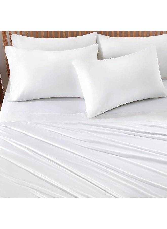 BYSURE 6 Pieces Bamboo Viscose Sheets(White, Queen)