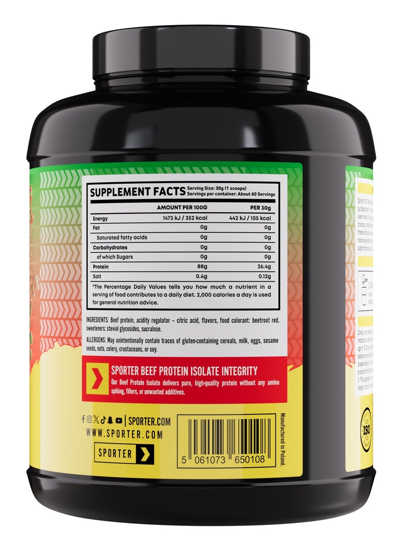 Sporter Beef Protein Isolate – 60 Servings | 26.4g Protein Per Scoop | Zero Fat, Sugar & Carbs | Strawberry Watermelon Flavor | Lactose-Free | No Amino Spiking or Fillers | Pure Muscle Recovery Fuel