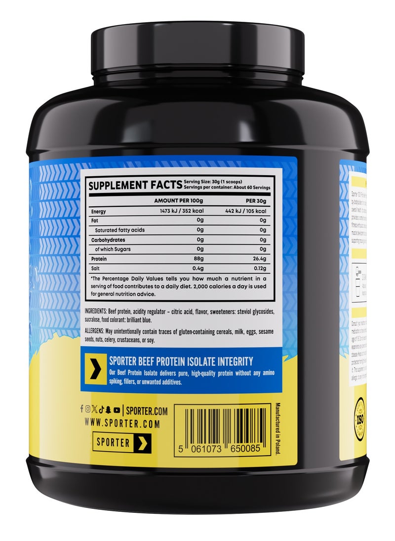 Sporter Beef Protein Isolate – 60 Servings | 26.4g Pure Protein | Blue Raspberry Flavor | Zero Carbs, Sugar & Fat | Lactose-Free | Gut-Friendly | Post-Workout Muscle Support