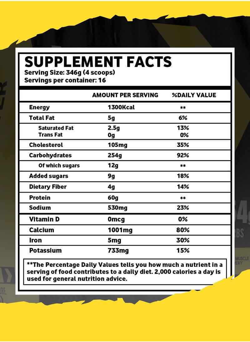 Sporter Mass Gainer – 12lb | 60g Protein Per Serving | High-Calorie Muscle Builder | Creatine, BCAA & MCT Oil | Chocolate Flavor | Weight Gain & Recovery Formula