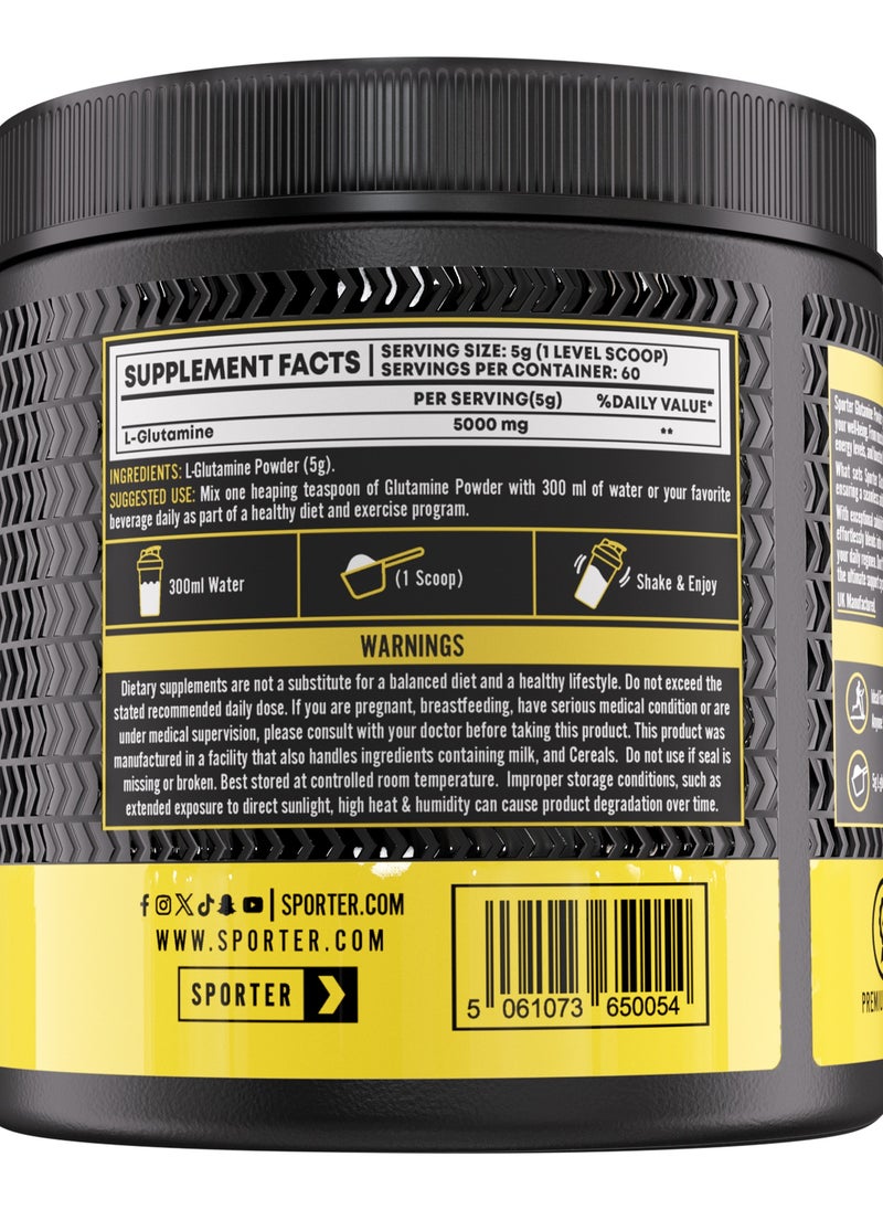 Sporter L-glutamine Powder 60 Servings Pure Micronized Glutamine Per Serving Unflavored And Easy To Mix