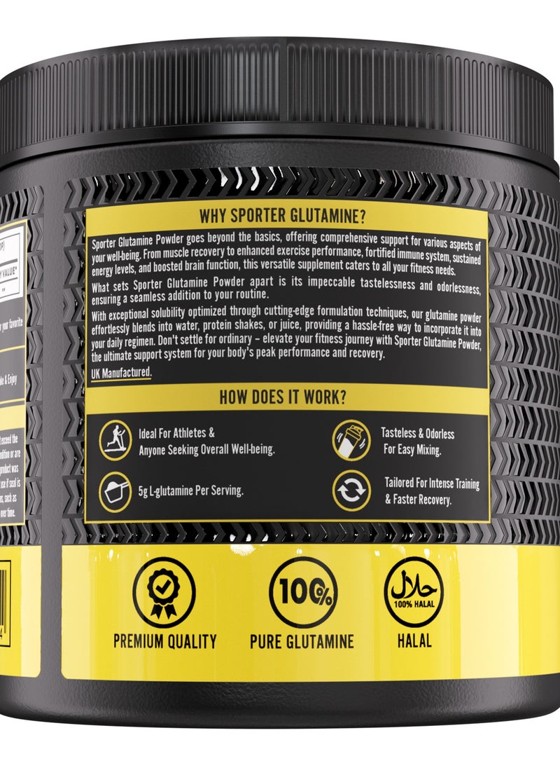 Sporter L-glutamine Powder 60 Servings Pure Micronized Glutamine Per Serving Unflavored And Easy To Mix
