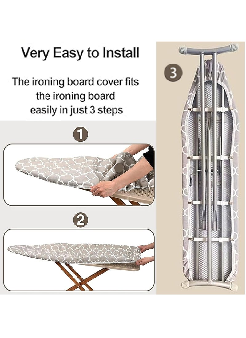 Ironing Board Cover with 5mm Foam 4 Elastic Fasteners 124x45CM 100% Cotton Material, Thick foam Pad Heat Resistant Non Slip Foldable Design Durable stain Resistant iron table cover