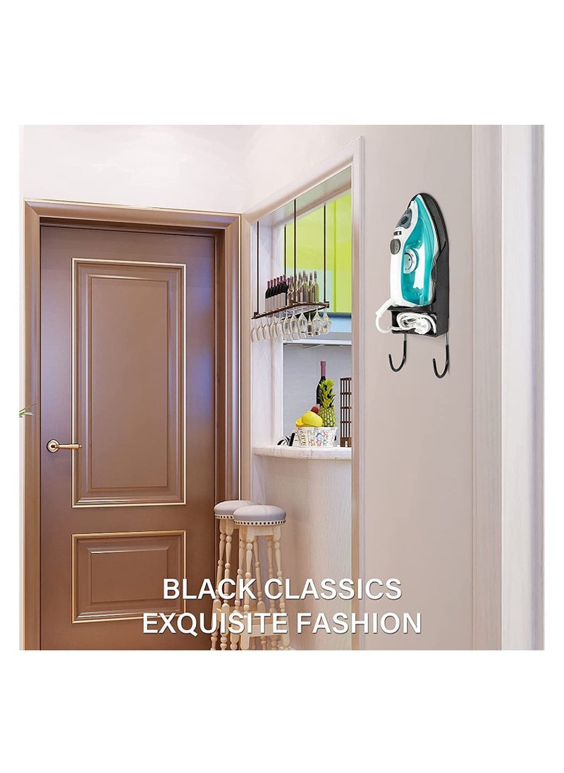 Ironing Board Holder Wall Mounted Storage Organizer, ELECDON Electric Iron Household Bathroom Shelf with Heat Resistant Tray Organizer Easily Mount Against Black