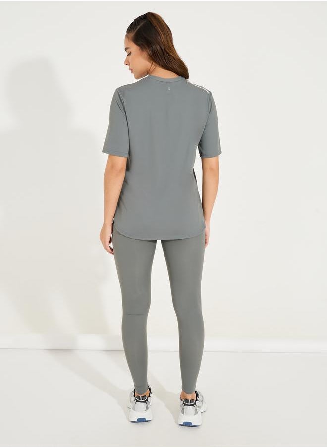 Gymspire Edition - Tonal Label & Drop Shoulder Logo Detail Top