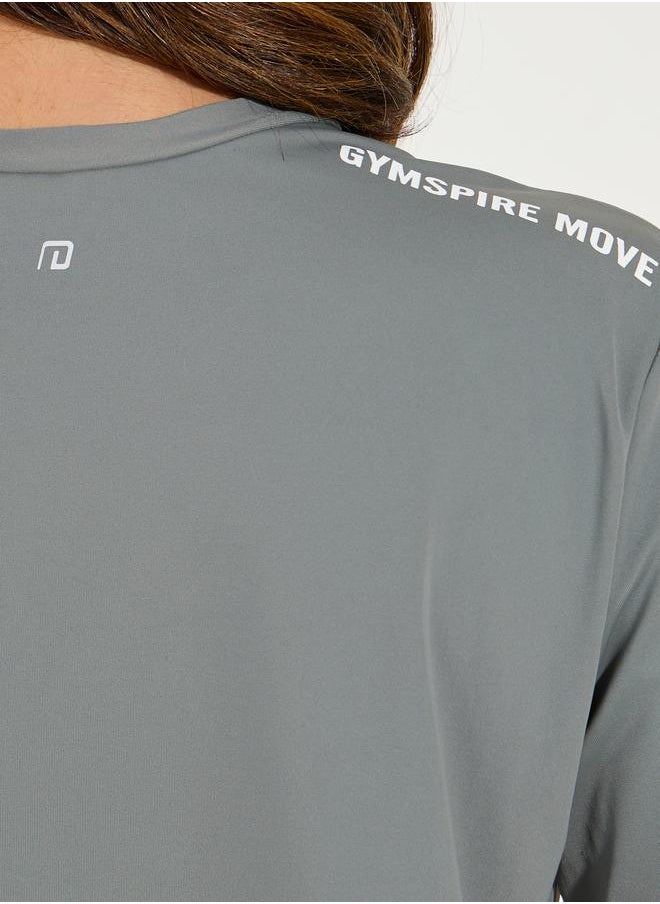 Gymspire Edition - Tonal Label & Drop Shoulder Logo Detail Top