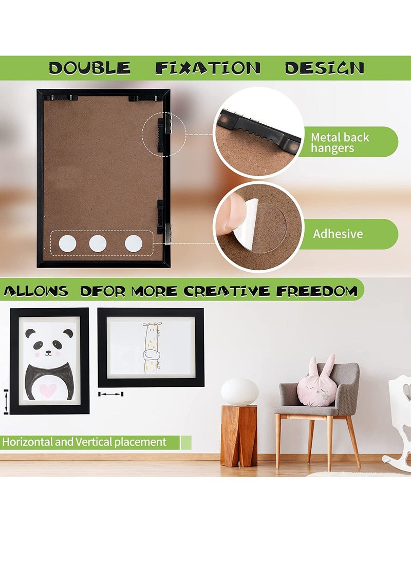 2Pcs Kids Art Frames Wooden Kid Artwork Drawings Storage Organizer A4 Magnetic Flip Cover Home Picture Painting Wall Art Frame