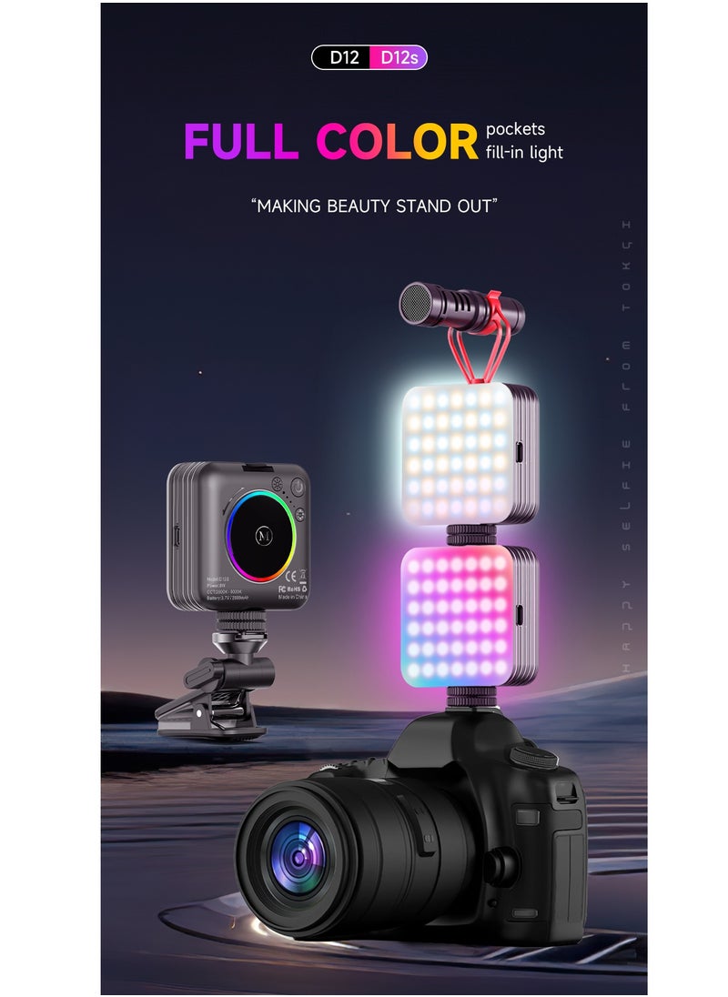 Photography Color Fill Light 108LED 2000mAh , Selfie Light USB Rechargeable for Photo u0026 Video with Front Back Clip for Phones Laptops Makeup TikTok Stream