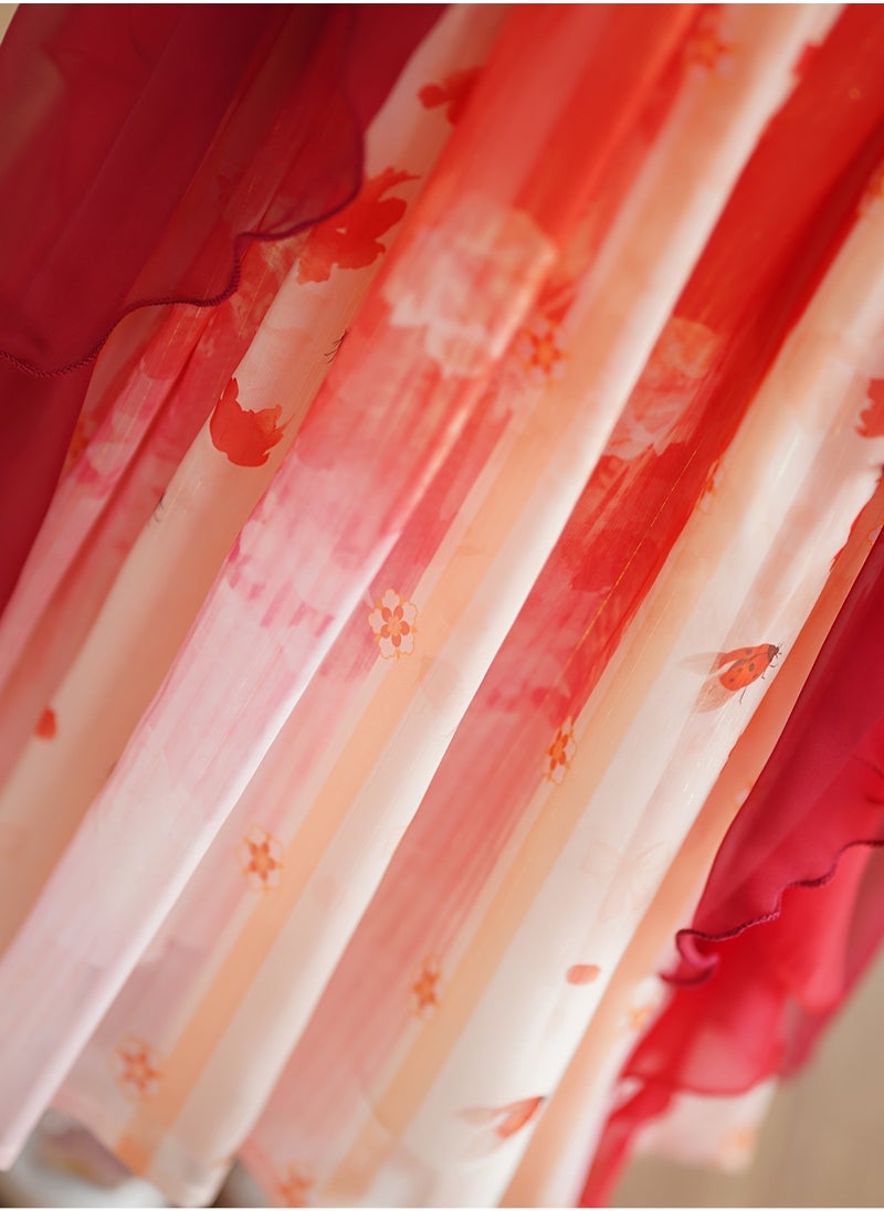 Girls Vintage Inspired Hanfu Dress with Short Sleeves Traditional Chinese Costume Made of Polyester with a Classic Design