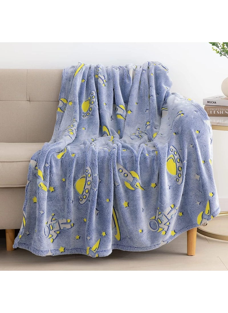 FunBlast Polyester Glow in The Dark Blanket for Kids – Cartoon Print Blankets for Kids, Light Weight Soft Cozy All Weather Blankets for 1-10 Years Old Toddlers Baby Boys