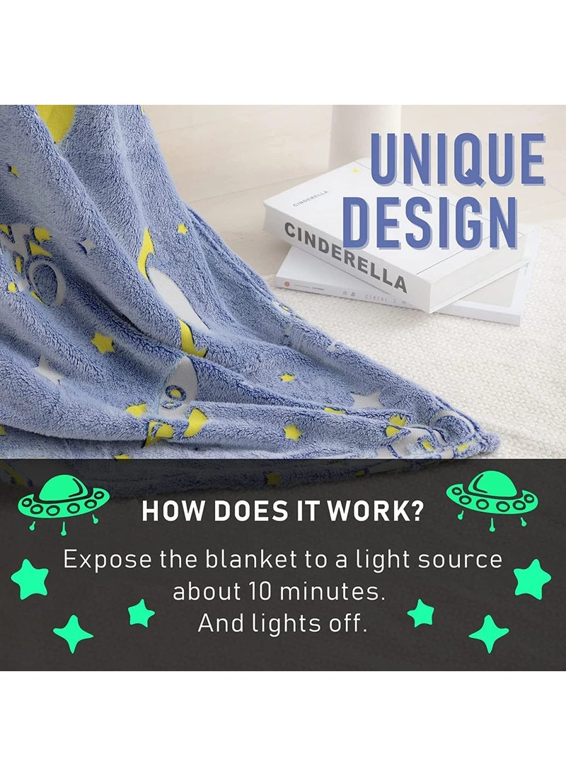 FunBlast Polyester Glow in The Dark Blanket for Kids – Cartoon Print Blankets for Kids, Light Weight Soft Cozy All Weather Blankets for 1-10 Years Old Toddlers Baby Boys