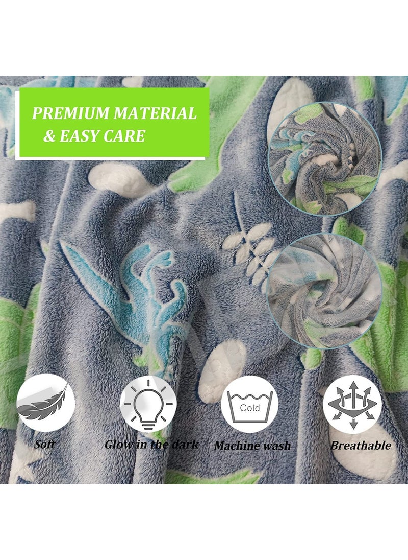 FunBlast Blankets for Kids – Glow in The Dark Blanket, Cartoon Print, Light Weight Soft Cozy All Weather Blankets for 1-10 Years Old Toddlers Baby Boys & Girls (Grey, Dinosaur, Polyester, lightweight)