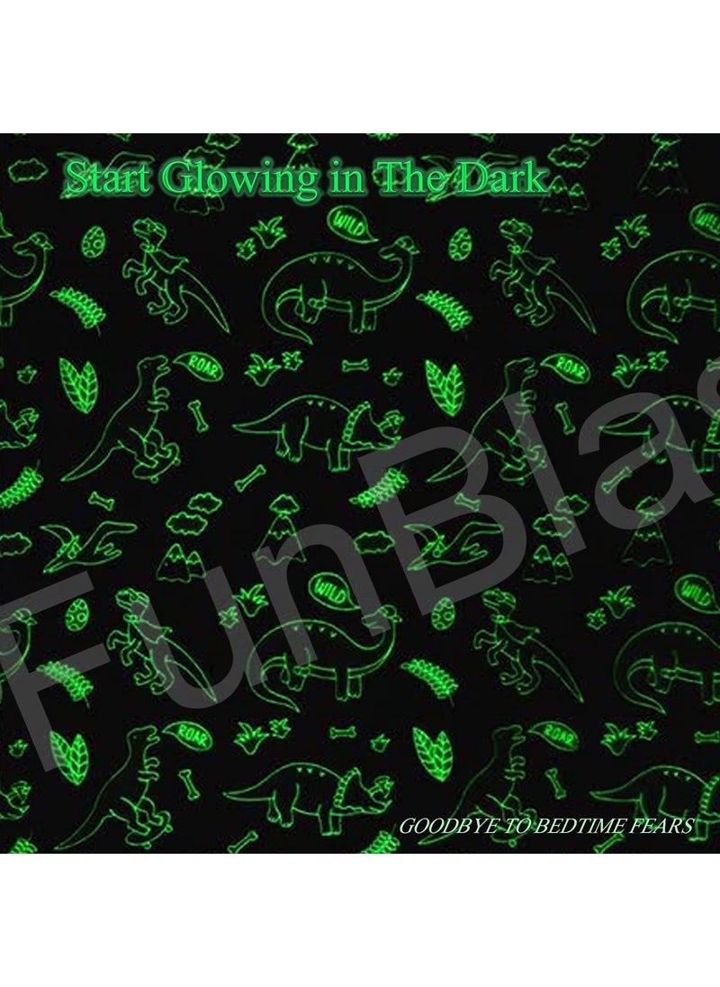 FunBlast Blankets for Kids – Glow in The Dark Blanket, Cartoon Print, Light Weight Soft Cozy All Weather Blankets for 1-10 Years Old Toddlers Baby Boys & Girls (Grey, Dinosaur, Polyester, lightweight)
