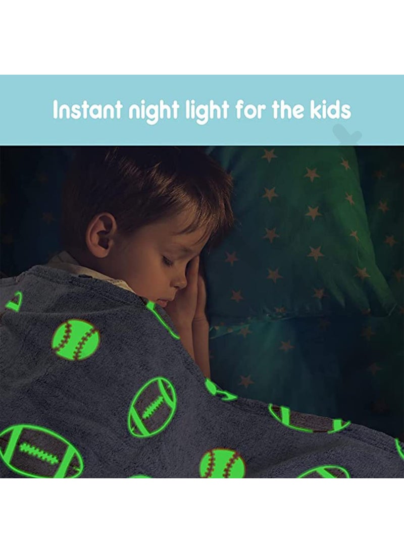 FunBlast Blankets for Kids – Glow in The Dark Blanket, Light Weight Soft Cozy All Weather Blankets for 1-10 Years Old Toddlers Baby Boys & Girls (Grey) (Ball Print May Vary)
