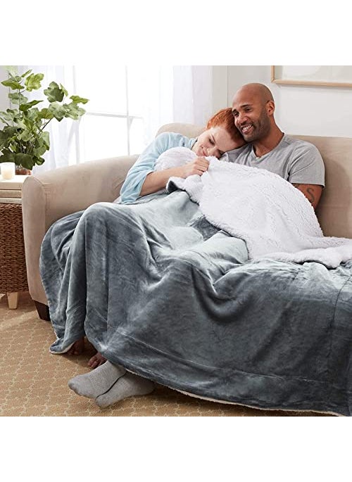 BSB HOME Baby Boy's and Baby Girl's Luxury Flannel Sherpa Heavy Winter Blanket/Wrapping Sheet for Babies/Kids (Grey, 0-5 Years)