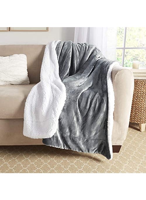 BSB HOME Baby Boy's and Baby Girl's Luxury Flannel Sherpa Heavy Winter Blanket/Wrapping Sheet for Babies/Kids (Grey, 0-5 Years)