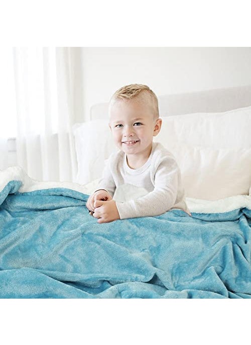 BSB HOME Baby Boy's and Baby Girl's Luxury Flannel Sherpa All Season/Heavy Winter Blanket/Wrapping Baby Sheet for Babies/Kids (Aqua/Sky Blue, 0-5 Years, 45x60 inches, Lightweight)