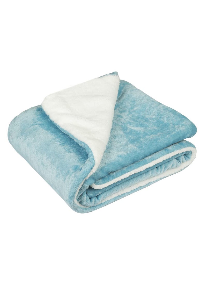 BSB HOME Baby Boy's and Baby Girl's Luxury Flannel Sherpa All Season/Heavy Winter Blanket/Wrapping Baby Sheet for Babies/Kids (Aqua/Sky Blue, 0-5 Years, 45x60 inches, Lightweight)