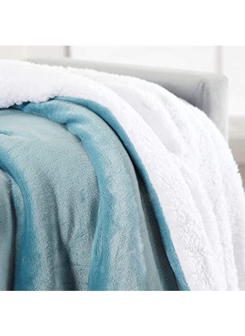 BSB HOME Baby Boy's and Baby Girl's Luxury Flannel Sherpa Heavy Winter Blanket/Wrapping Sheet for Babies/Kids (Sky Blue, 0-5 Years)