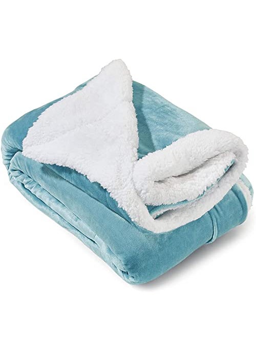 BSB HOME Baby Boy's and Baby Girl's Luxury Flannel Sherpa Heavy Winter Blanket/Wrapping Sheet for Babies/Kids (Sky Blue, 0-5 Years)