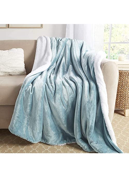 BSB HOME Baby Boy's and Baby Girl's Luxury Flannel Sherpa Heavy Winter Blanket/Wrapping Sheet for Babies/Kids (Sky Blue, 0-5 Years)