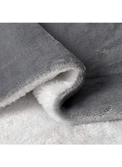 BSB HOME Plain Double Layer Warm and Hot Super Soft Flannel Sherpa Winter Blanket for Born Baby (45 X 60 Inches, Crib Grey) All Season,Skin Friendly,350 TC