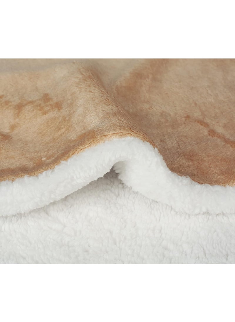 BSB HOME Plain Double Layer Warm and Hot Super Soft Flannel Sherpa Winter Blanket for Born Baby (45 X 60 Inches, Crib Beige) All Season,Skin Friendly,350 TC