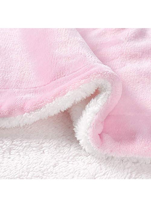 BSB HOME Plain Double Layer Warm and Hot Super Soft Flannel Sherpa Winter Blanket for Born Baby (45 X 60 Inches, Crib Baby Pink) All Season,Skin Friendly,350 TC